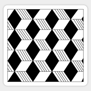 Nirmana 3d squares cubes black and white illusion Sticker